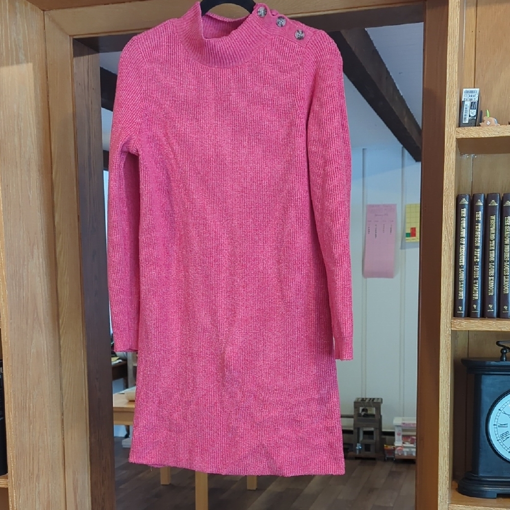 LOFT Vibrant Pink Long Sleeve Dress